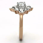 Jewellery Kingdom CZ1 Steel Dress Pretty Sparkling Ladies Cluster Ring (Rose Gold) - Jewelry Rings - British D'sire