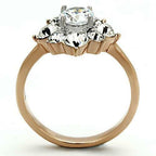 Jewellery Kingdom CZ1 Steel Dress Pretty Sparkling Ladies Cluster Ring (Rose Gold) - Jewelry Rings - British D'sire