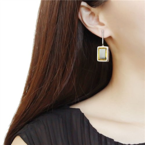 Jewellery Kingdom Dangle Drop Silver Stainless Steel Emerald Ladies Yellow Topaz Earrings - Earrings - British D'sire