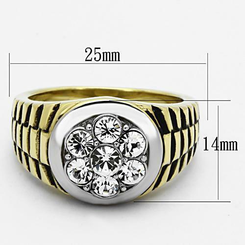 Jewellery Kingdom Derby Cubic Zirconia Signet Pinky 18kt Steel Round Mens Gold Ring Secondary image