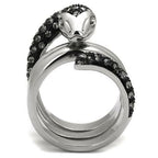 Jewellery Kingdom Diamond Coil Stainless Steel Signet Pinky Mens Snake Ring (Black & Silver) - Jewelry Rings - British D'sire