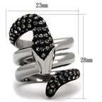 Jewellery Kingdom Diamond Coil Stainless Steel Signet Pinky Mens Snake Ring (Black & Silver) - Jewelry Rings - British D'sire