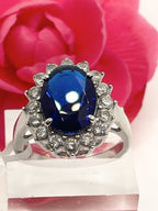 Jewellery Kingdom Diana Diddleton Silver Oval Stainless Steel Engagement Ladies Sapphire Ring - Jewelry Rings - British D'sire