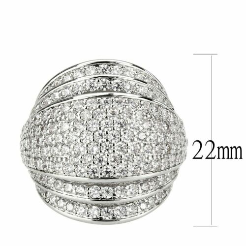 Jewellery Kingdom Dome Cocktail Statement Cubic Zirconia Big Rhodium Ladies Ring (Silver) - Jewelry Rings - British D'sire