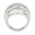 Jewellery Kingdom Dome Cocktail Statement Cubic Zirconia Big Rhodium Ladies Ring (Silver) - Jewelry Rings - British D'sire