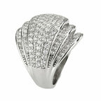 Jewellery Kingdom Dome Cocktail Statement Cubic Zirconia Big Rhodium Ladies Ring (Silver) - Jewelry Rings - British D'sire