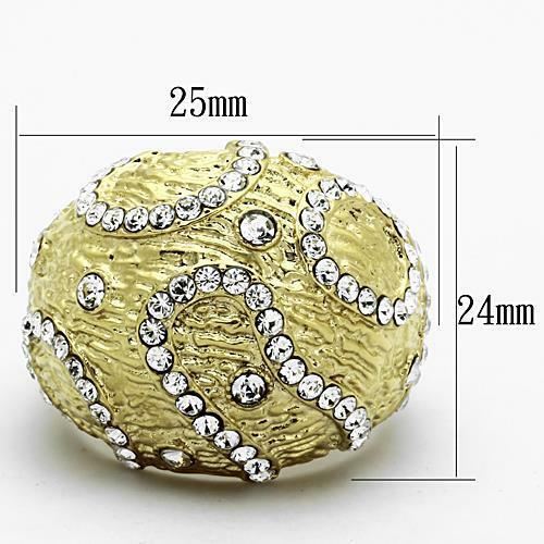 Jewellery Kingdom Dome Steel 18kt Cocktail Clear Statement Classy Ladies Ring (Gold) Secondary image