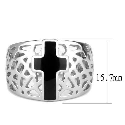 Jewellery Kingdom Dome Open Stainless Steel Epoxy Ladies Cross Ring (Black & Silver) Secondary image