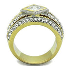 Jewellery Kingdom Dome Princess Bezel 18KT Steel No Tarnish Sparkling Ladies Gold Ring - Jewelry Rings - British D'sire