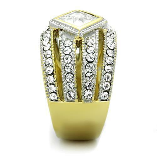 Jewellery Kingdom Dome Princess Bezel 18KT Steel No Tarnish Sparkling Ladies Gold Ring Secondary image