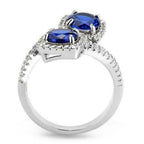 Jewellery Kingdom Double Headed cz Silver Dress Rhodium Handmade Ladies Sapphire Ring (Blue) - Rings - British D'sire