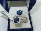 Jewellery Kingdom Double Headed cz Silver Dress Rhodium Handmade Ladies Sapphire Ring (Blue) - Rings - British D'sire