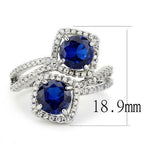 Jewellery Kingdom Double Headed cz Silver Dress Rhodium Handmade Ladies Sapphire Ring (Blue) - Rings - British D'sire