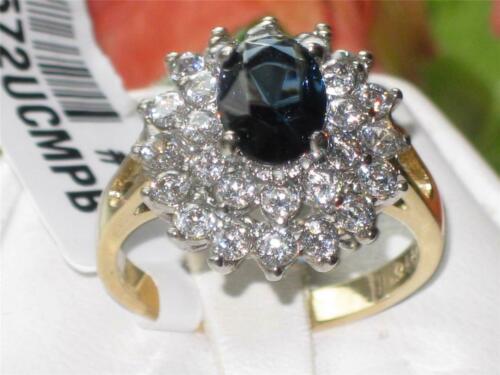 Jewellery Kingdom Dress Cluster Steel Pretty Montanna Ladies Sapphire Ring (Blue & Gold) - Jewelry Rings - British D'sire