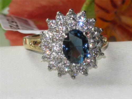 Jewellery Kingdom Dress Cluster Steel Pretty Montanna Ladies Sapphire Ring (Blue & Gold) - Jewelry Rings - British D'sire