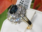 Jewellery Kingdom Dress Cluster Steel Pretty Montanna Ladies Sapphire Ring (Blue & Gold) - Jewelry Rings - British D'sire