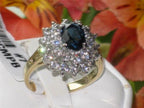 Jewellery Kingdom Dress Cluster Steel Pretty Montanna Ladies Sapphire Ring (Blue & Gold) - Jewelry Rings - British D'sire