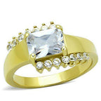 Jewellery Kingdom Emerald Accents Pretty Elegant Stainless Steel 2.50 Carat Ladies Ring (Gold) - Jewelry Rings - British D'sire