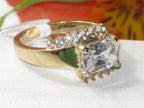 Jewellery Kingdom Emerald Accents Pretty Elegant Stainless Steel 2.50 Carat Ladies Ring (Gold) - Jewelry Rings - British D'sire