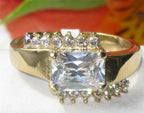 Jewellery Kingdom Emerald Accents Pretty Elegant Stainless Steel 2.50 Carat Ladies Ring (Gold) - Jewelry Rings - British D'sire