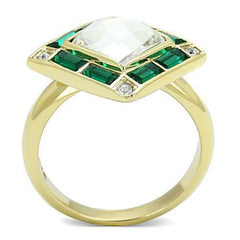 Jewellery Kingdom Emerald Cushion Cut Cubic Zirconia Gold Ring - Jewelry Rings - British D'sire