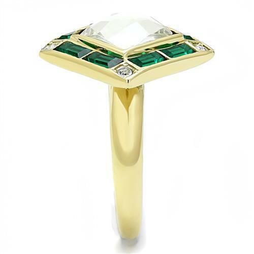 Jewellery Kingdom Emerald Cushion Cut Cubic Zirconia Gold Ring Secondary image