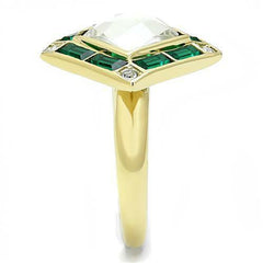 Jewellery Kingdom Emerald Cushion Cut Cubic Zirconia Gold Ring - Jewelry Rings - British D'sire