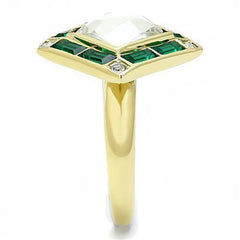 Jewellery Kingdom Emerald Cushion Cut Cubic Zirconia Gold Ring - Jewelry Rings - British D'sire