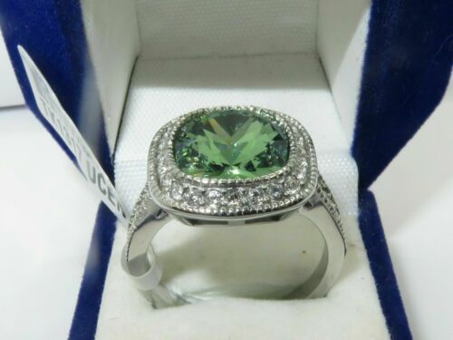 Jewellery Kingdom Emerald Cushion Cut Dress Stainless Steel Lab Created CZ Ring (Green) - Jewelry Rings - British D'sire