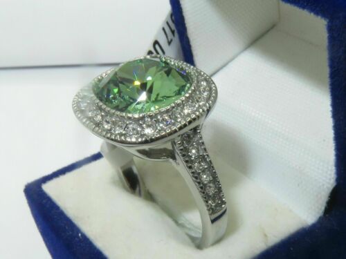 Jewellery Kingdom Emerald Cushion Cut Dress Stainless Steel Lab Created CZ Ring (Green) - Jewelry Rings - British D'sire