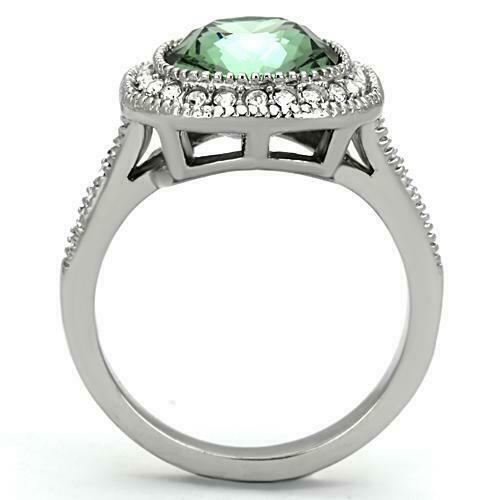 Jewellery Kingdom Emerald Cushion Cut Dress Stainless Steel Lab Created CZ Ring (Green) Secondary image
