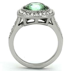 Jewellery Kingdom Emerald Cushion Cut Dress Stainless Steel Lab Created CZ Ring (Green) - Jewelry Rings - British D'sire