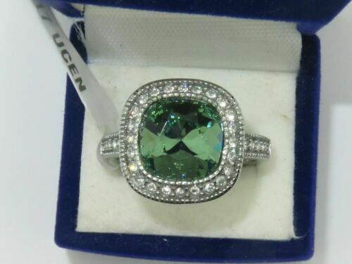 Jewellery Kingdom Emerald Cushion Cut Dress Stainless Steel Lab Created CZ Ring (Green) - Jewelry Rings - British D'sire