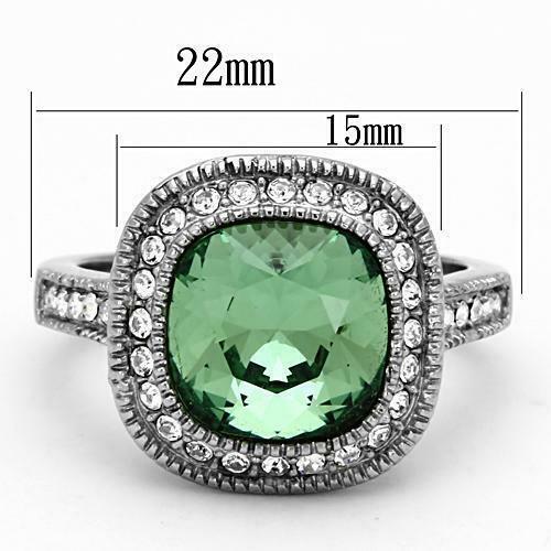 Jewellery Kingdom Emerald Cushion Cut Dress Stainless Steel Lab Created CZ Ring (Green) - Jewelry Rings - British D'sire Main image