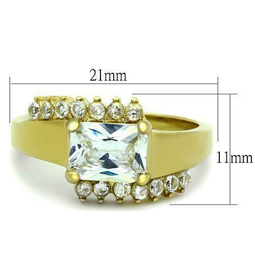 Jewellery Kingdom Emerald Cut 2 CT Steel Cubic Zirconia Clear Ladies Gold Ring Secondary image