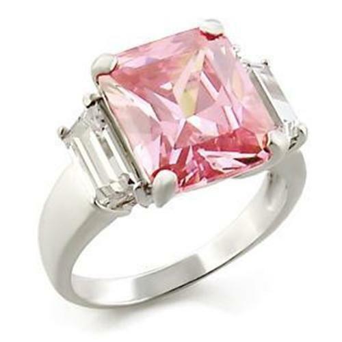Jewellery Kingdom Emerald Cut 6ct Sterling Silver 925 Baguettes Sapphire Pink Ring (Silver) - Jewelry Rings - British D'sire Main image