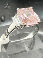 Jewellery Kingdom Emerald Cut Baguettes Sapphire 6k Ring (Silver) - Rings - British D'sire