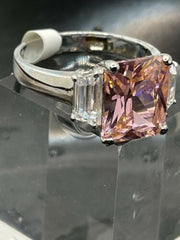 Jewellery Kingdom Emerald Cut Baguettes Sapphire 6k Ring (Silver) - Rings - British D'sire