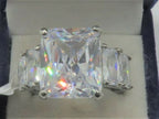 Jewellery Kingdom Emerald Cut Clear Cubic Zirconia 6 Carat Ladies Ring (Silver) - Rings - British D'sire