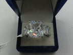 Jewellery Kingdom Emerald Cut Clear Cubic Zirconia 6 Carat Ladies Ring (Silver) - Rings - British D'sire