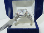Jewellery Kingdom Emerald Cut Clear Cubic Zirconia 6 Carat Ladies Ring (Silver) - Rings - British D'sire