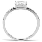 Jewellery Kingdom Emerald Cut Clear Stainless Steel Cubic Zirconia 1/2CT Sparkling Pretty Ladies Ring - Jewelry Rings - British D'sire