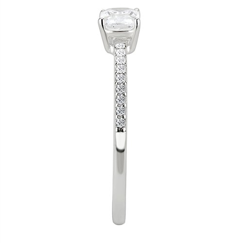Jewellery Kingdom Emerald Cut Clear Stainless Steel Cubic Zirconia 1/2CT Sparkling Pretty Ladies Ring - Jewelry Rings - British D'sire