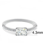 Jewellery Kingdom Emerald Cut Clear Stainless Steel Cubic Zirconia 1/2CT Sparkling Pretty Ladies Ring - Jewelry Rings - British D'sire