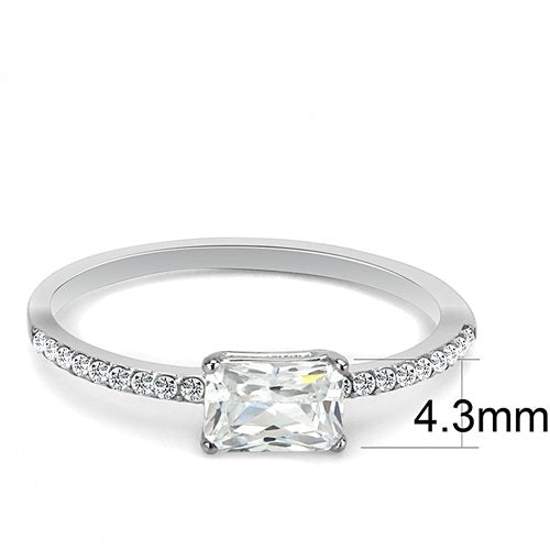 Jewellery Kingdom Emerald Cut Clear Stainless Steel Cubic Zirconia 1/2CT Sparkling Pretty Ladies Ring - Jewelry Rings - British D'sire