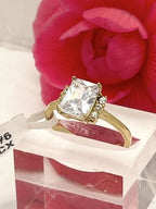 Jewellery Kingdom Emerald Cut Cubic Accents Ladies Engagement Ring (Gold) - Jewelry Rings - British D'sire
