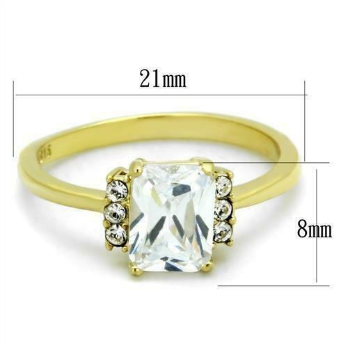 Jewellery Kingdom Emerald Cut Cubic Accents Ladies Engagement Ring (Gold) - Jewelry Rings - British D'sire