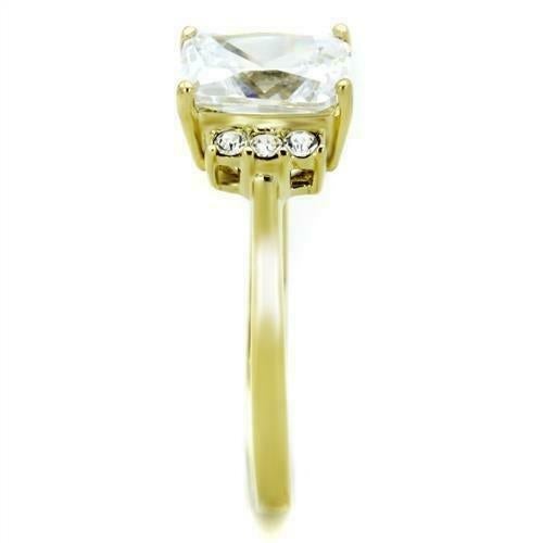 Jewellery Kingdom Emerald Cut Cubic Accents Ladies Engagement Ring (Gold) - Jewelry Rings - British D'sire