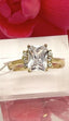 Jewellery Kingdom Emerald Cut Cubic Accents Ladies Engagement Ring (Gold) - Jewelry Rings - British D'sire