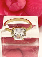 Jewellery Kingdom Emerald Cut Cubic Accents Ladies Engagement Ring (Gold) - Jewelry Rings - British D'sire